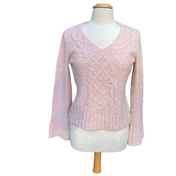 Vintage Sleeping on Snow Wool Cable Knit Sweater Y2K Soft Girl Flare Sleeve -M - Picture 6 of 16
